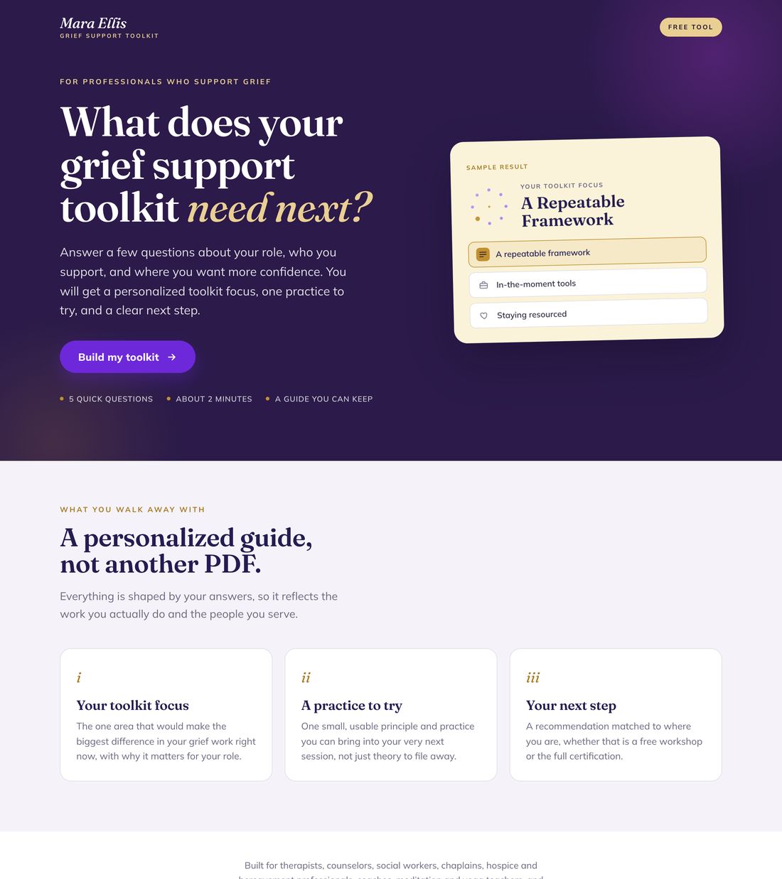 Grief Support Practice — Toolkit Builder